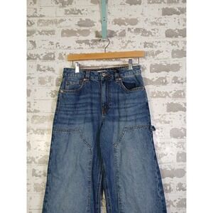 Forever 21 Carpenter Size 27 Blue Denim‎ Baggy Wide Leg Faded Out NWOT